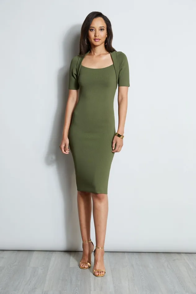 Outlet 8211 Women Short Dresses Elie Tahari Contour Sweater Dress Tuscan