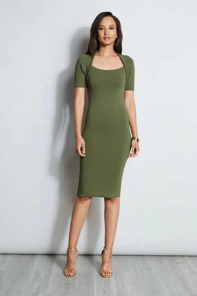 Outlet 8211 Women Short Dresses Elie Tahari Contour Sweater Dress Tuscan