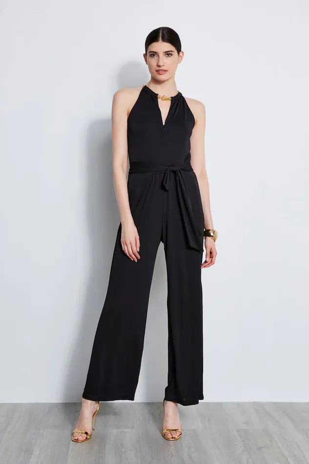Outlet 8211 Women Sleeveless Dresses Elie Tahari Chain Jersey Jumpsuit Black