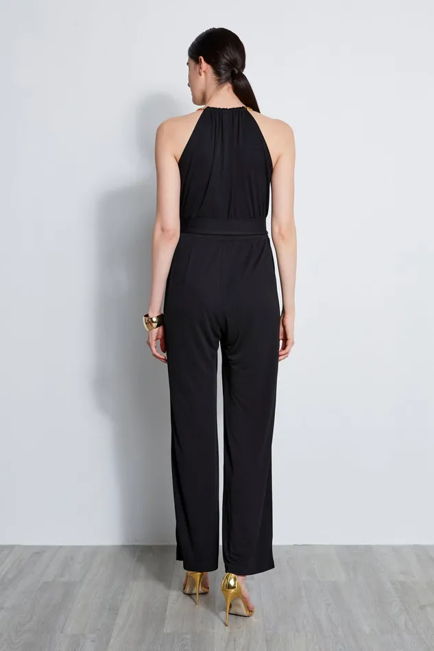 Outlet 8211 Women Sleeveless Dresses Elie Tahari Chain Jersey Jumpsuit Black