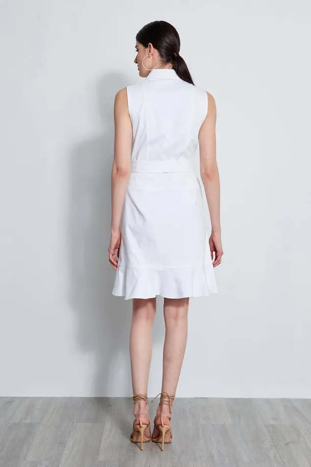 Outlet 8211 Women Sleeveless Dresses Elie Tahari Denim Fit and Flare Dress White