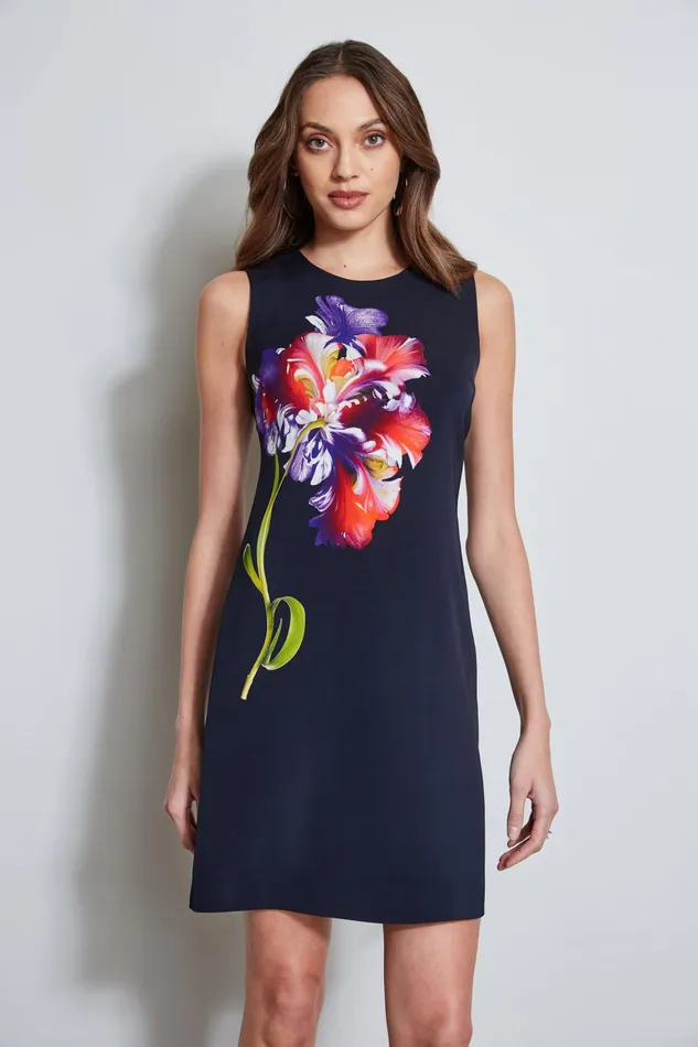 Outlet 8211 Women Sleeveless Dresses Elie Tahari Digital Floral Shift Dress Stargazer Multi