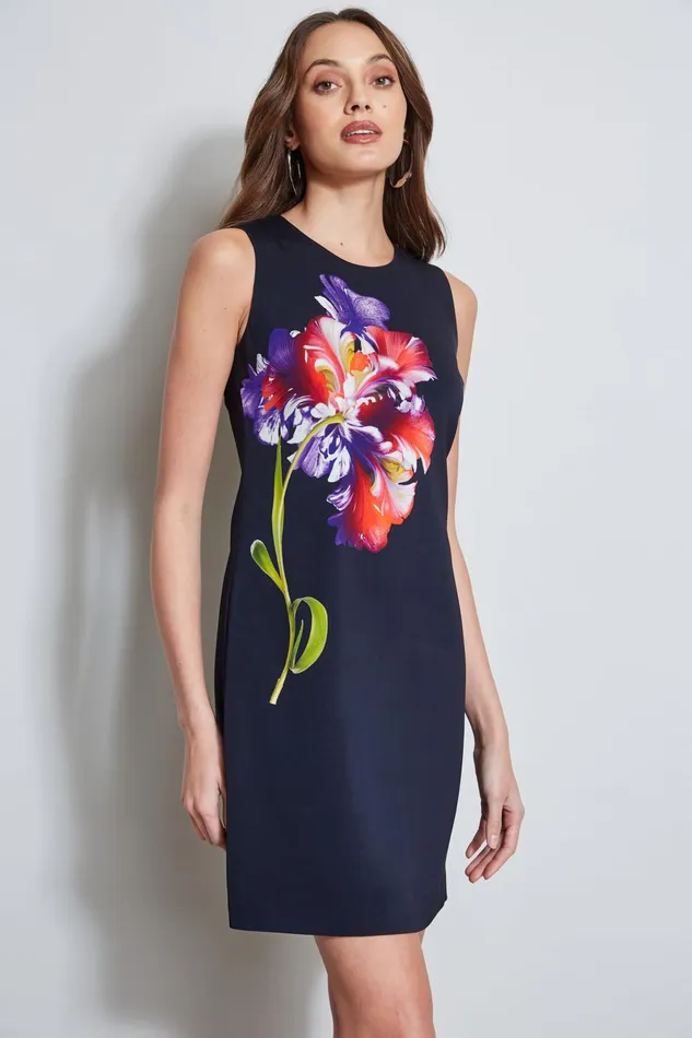 Outlet 8211 Women Sleeveless Dresses Elie Tahari Digital Floral Shift Dress Stargazer Multi