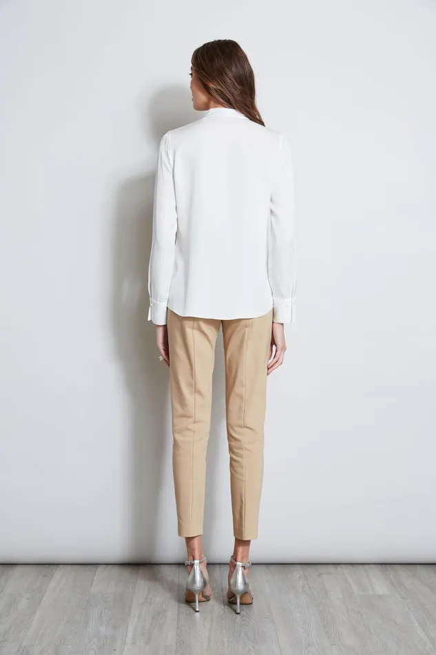 Outlet 8211 Women Suiting Elie Tahari Long Sleeve Chain Shirt Fresh Pearl
