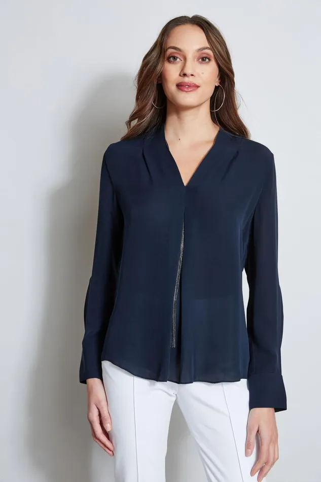 Outlet 8211 Women Suiting Elie Tahari Long Sleeve Chain Shirt Stargazer