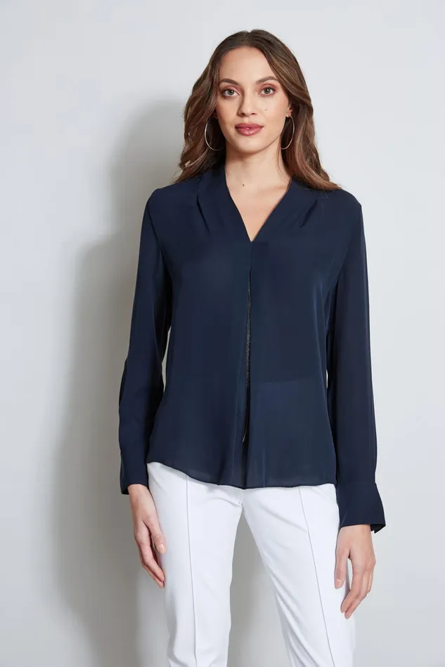 Outlet 8211 Women Suiting Elie Tahari Long Sleeve Chain Shirt Stargazer