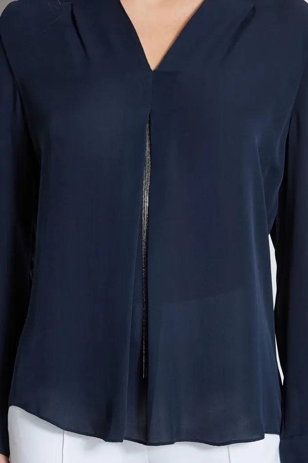 Outlet 8211 Women Suiting Elie Tahari Long Sleeve Chain Shirt Stargazer
