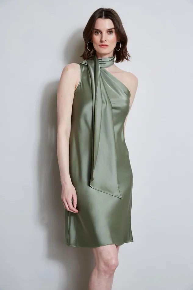 Outlet 8211 Women Suiting Elie Tahari Satin Scarf Dress Tuscan Olive