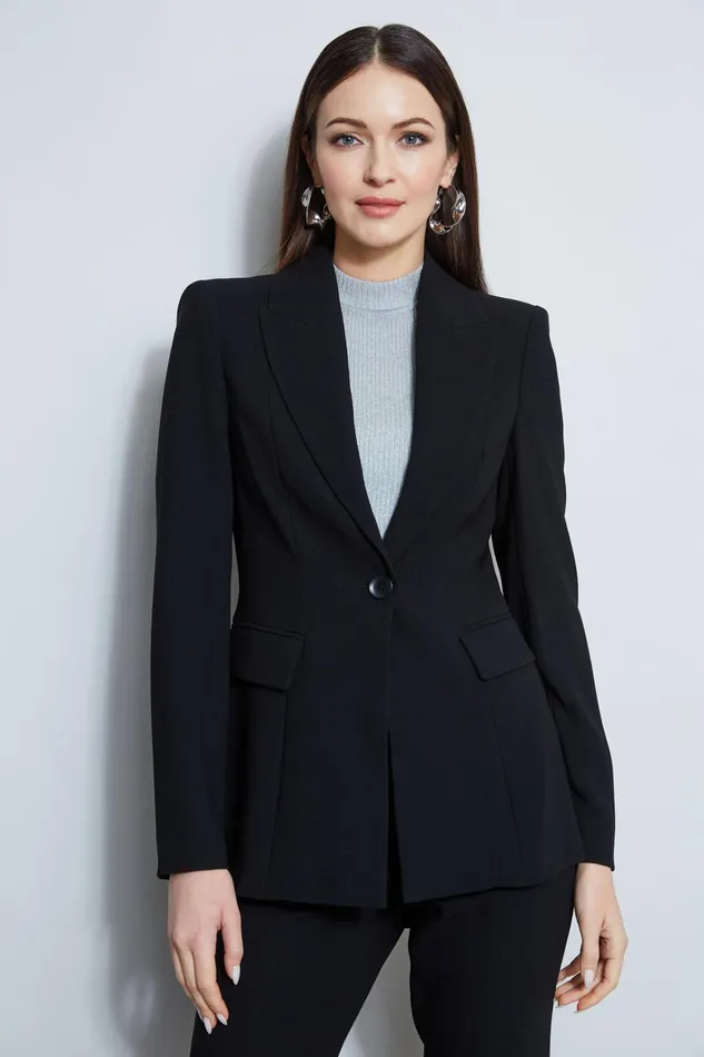 Outlet 8211 Women Suiting Elie Tahari Single Button Blazer Black