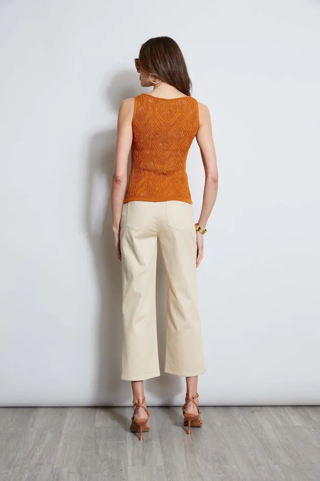 Outlet 8211 Women Tops Elie Tahari Cotton Crochet VNeck Sweater Ginger