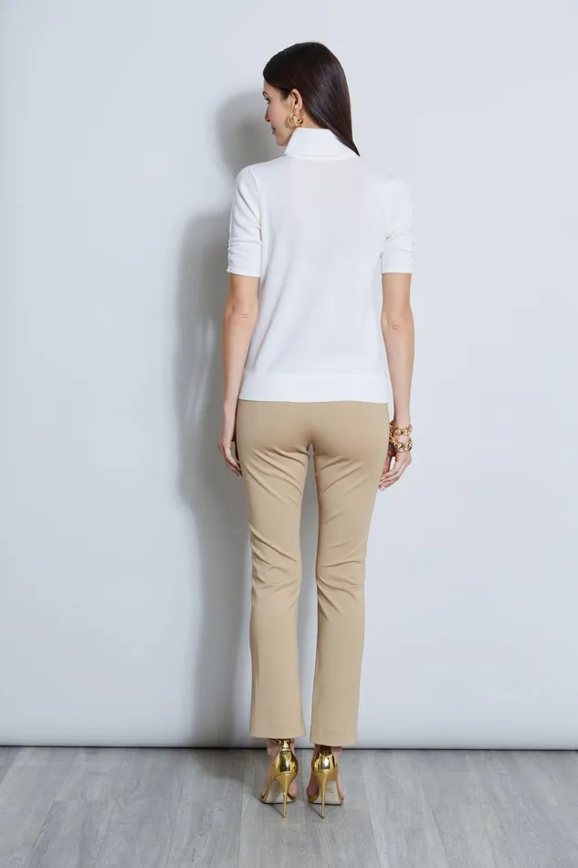 Outlet 8211 Women Tops Elie Tahari Short Sleeve Satin Front Sweater Fresh Pearl