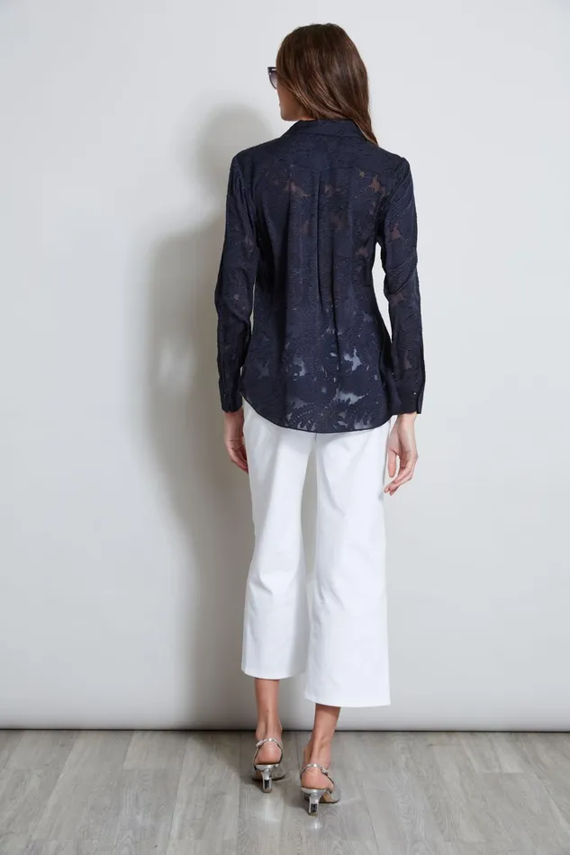 Outlet 8211 Women Tops Elie Tahari Silk Jacquard Utility Shirt Stargazer