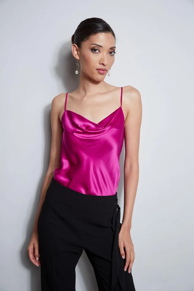 Outlet 8211 Women Tops Elie Tahari Silk Satin Cami Electric Pink