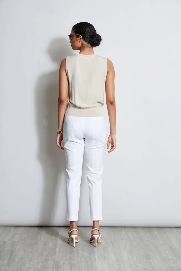 Outlet 8211 Women Tops Elie Tahari Silk Satin Rib Shirt Driftwood