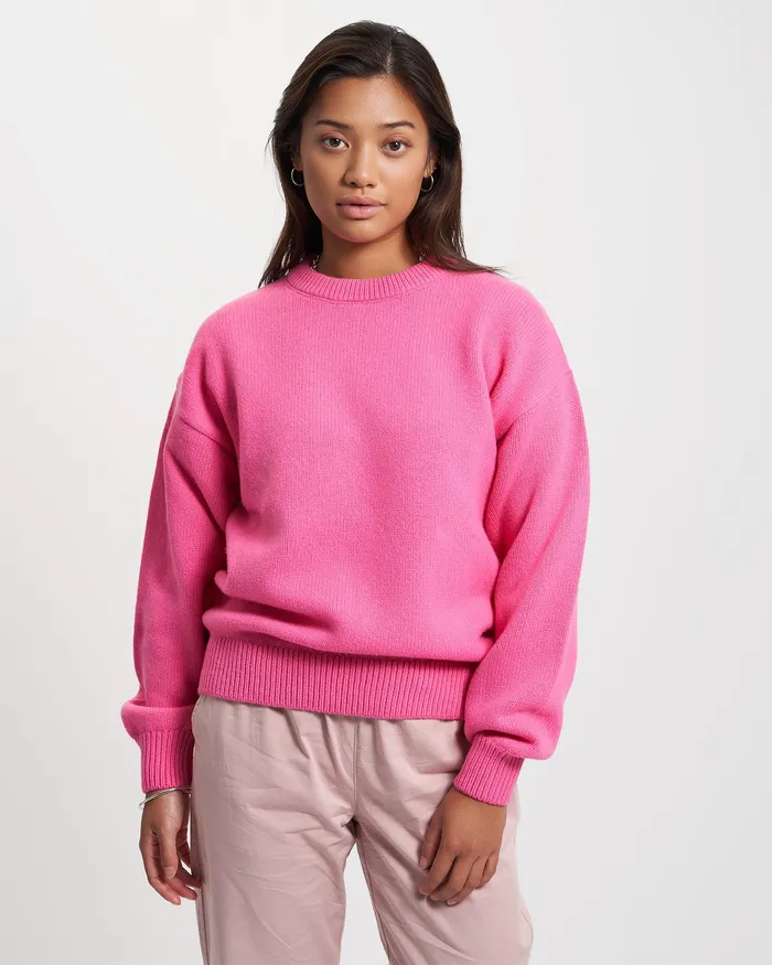 Oversized Merino Wool Crew 8211 Emerald Green Knit Sweaters Colorfulstandard Women