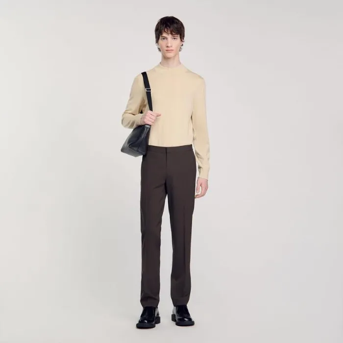 Pants and Shorts Men SANDRO Straightleg Trousers Olive Green