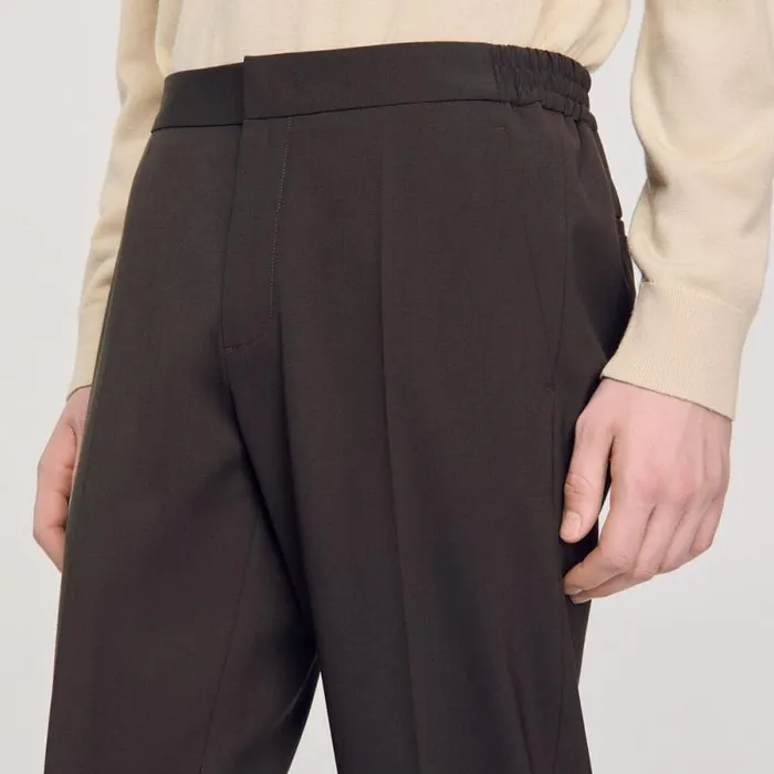 Pants and Shorts Men SANDRO Straightleg Trousers Olive Green