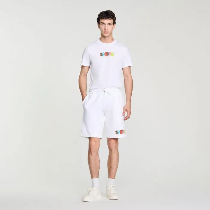 Pants and Shorts Men SANDRO Wild Animals Shorts White