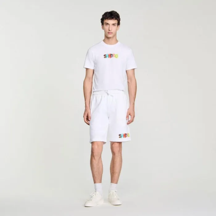 Pants and Shorts Men SANDRO Wild Animals Shorts White