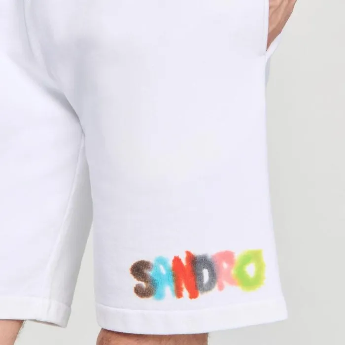 Pants and Shorts Men SANDRO Wild Animals Shorts White