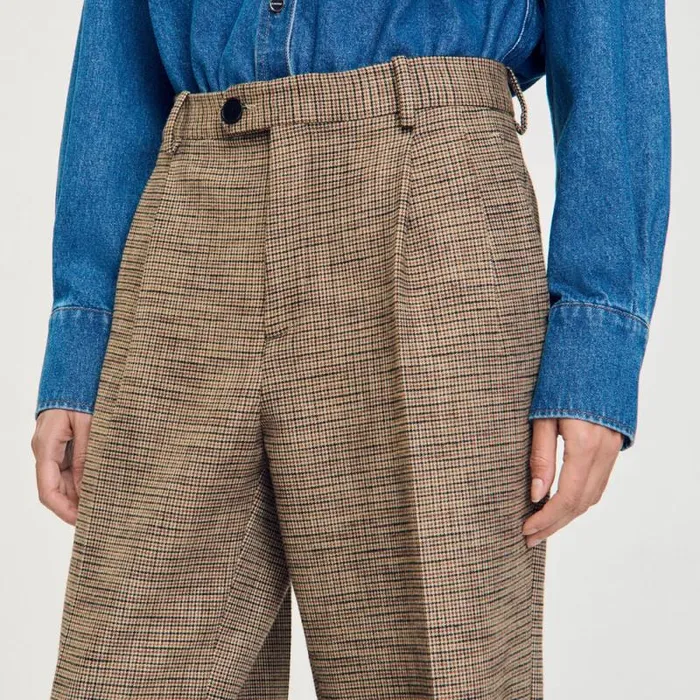 Pants and Shorts Women SANDRO Micro Houndstooth Trousers Brown