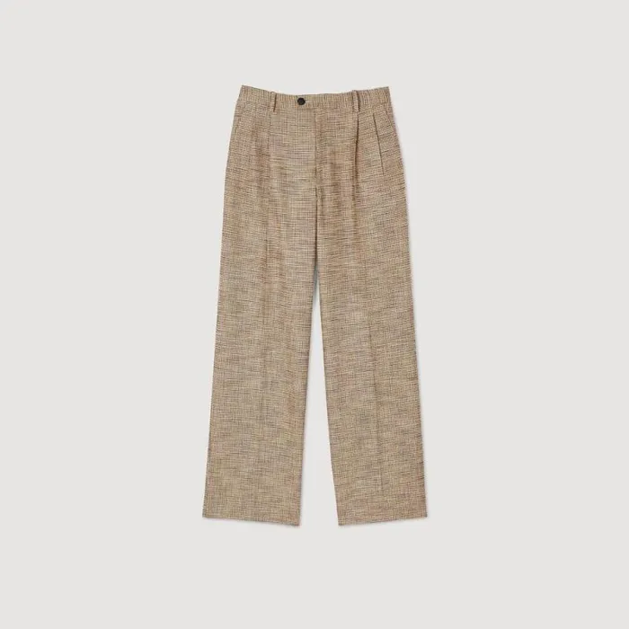 Pants and Shorts Women SANDRO Micro Houndstooth Trousers Brown