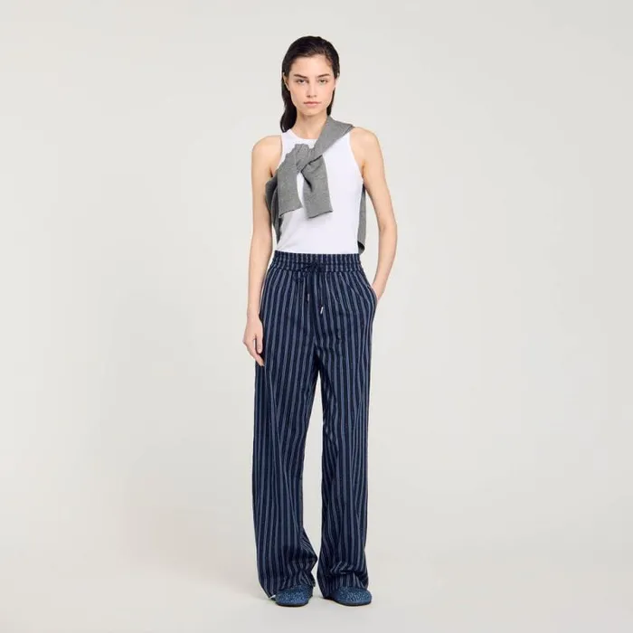 Pants and Shorts Women SANDRO Striped Trousers Blue