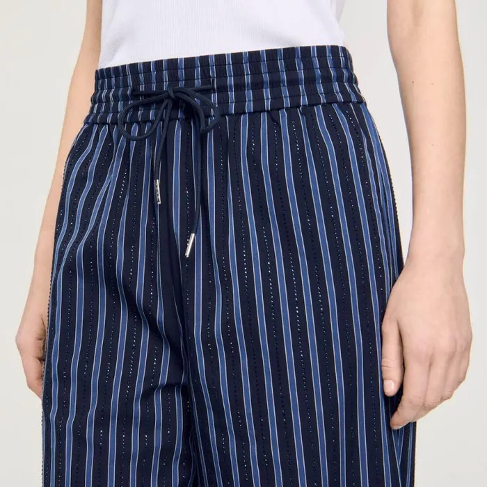 Pants and Shorts Women SANDRO Striped Trousers Blue