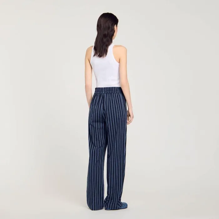 Pants and Shorts Women SANDRO Striped Trousers Blue