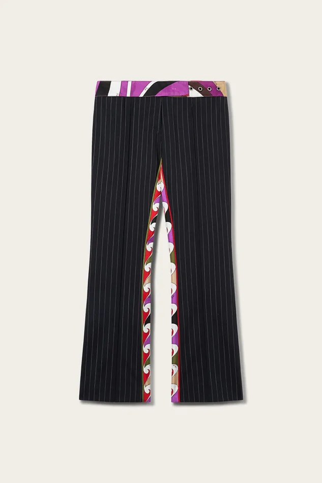 Pants And Shorts Women PUCCI Iride And CigniPrint Pinstripe Trousers