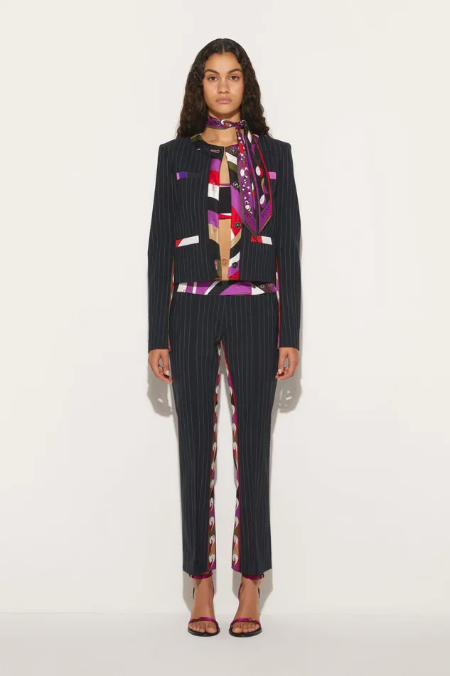 Pants And Shorts Women PUCCI Iride And CigniPrint Pinstripe Trousers