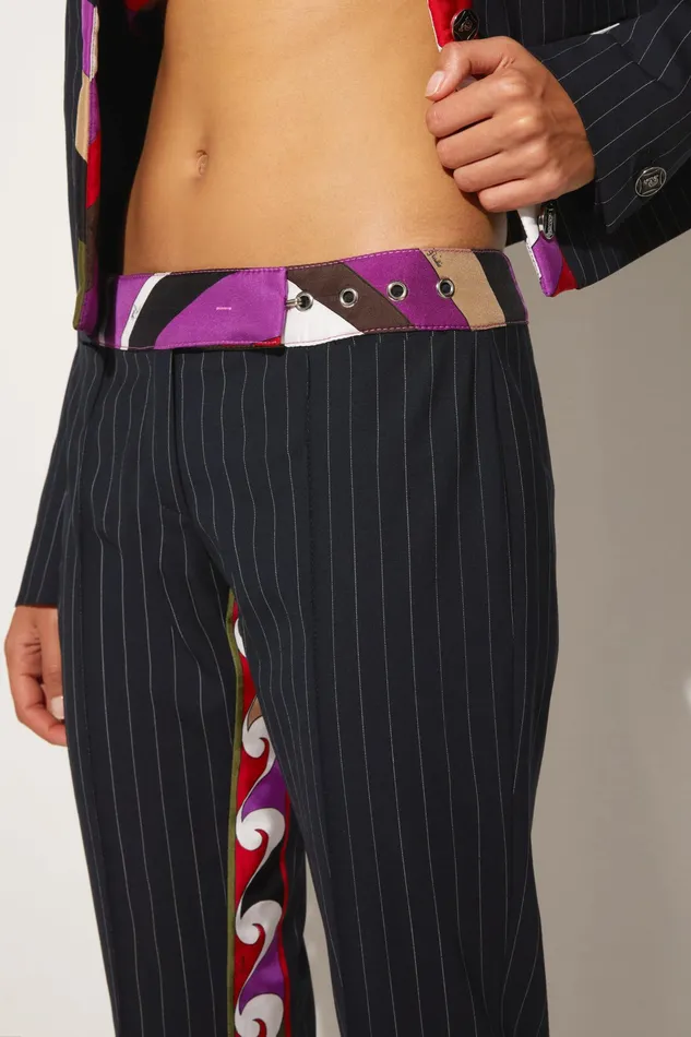 Pants And Shorts Women PUCCI Iride And CigniPrint Pinstripe Trousers