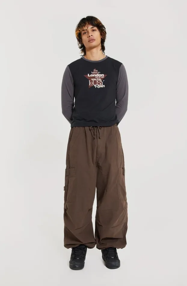 Parachute Pants Men Jaded London Brown Parachute Cargo Pants