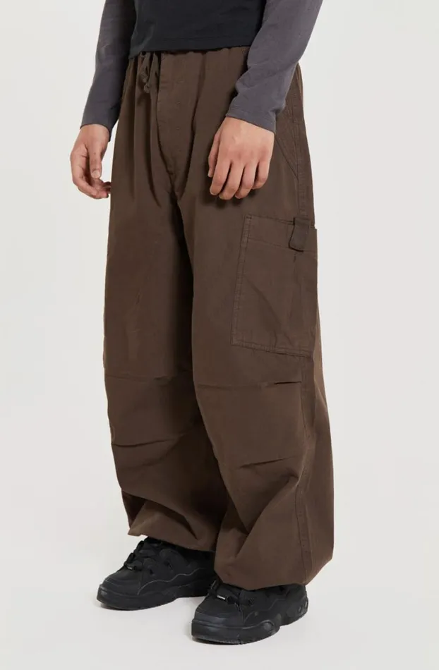 Parachute Pants Men Jaded London Brown Parachute Cargo Pants