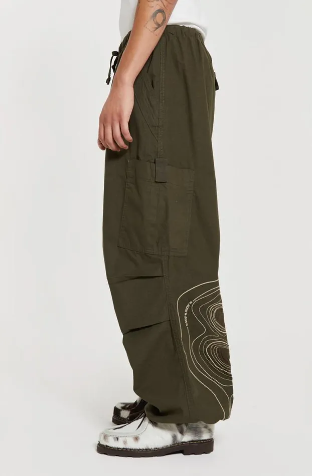 Parachute Pants Men Jaded London Khaki Topograph Parachute Pants