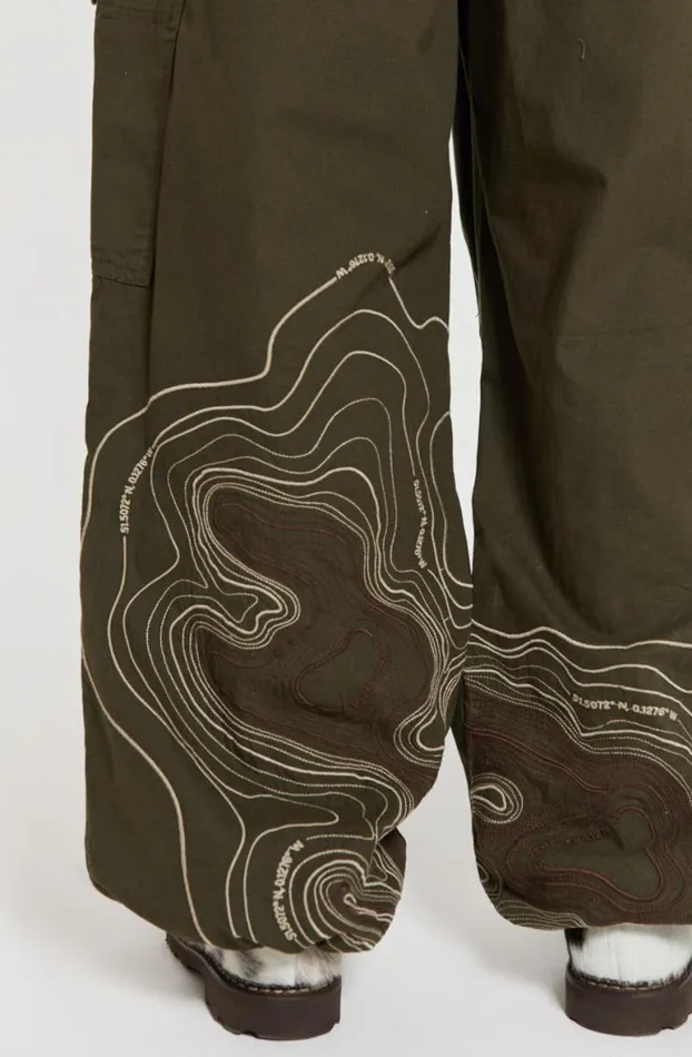 Parachute Pants Men Jaded London Khaki Topograph Parachute Pants