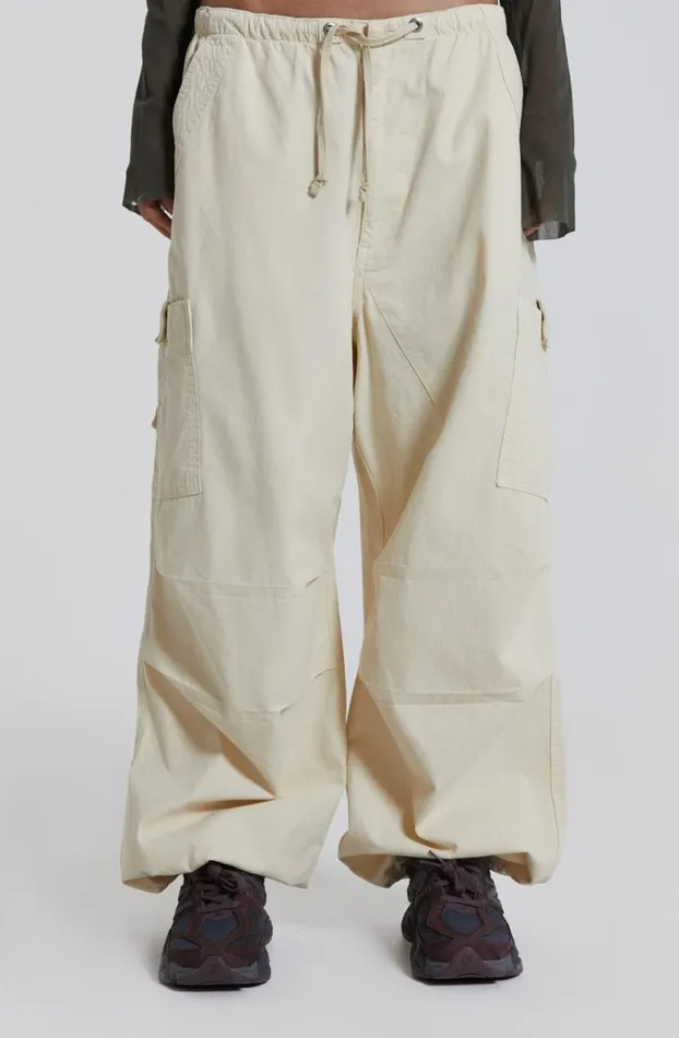 Parachute Pants Women Jaded London Ecru Parachute Cargo Pants