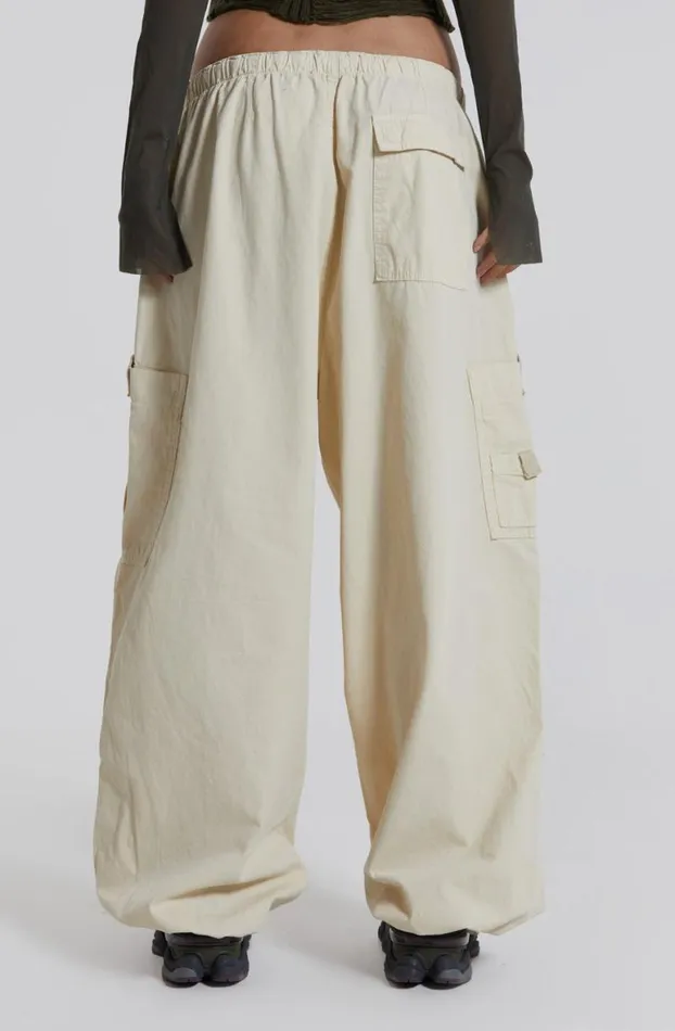 Parachute Pants Women Jaded London Ecru Parachute Cargo Pants