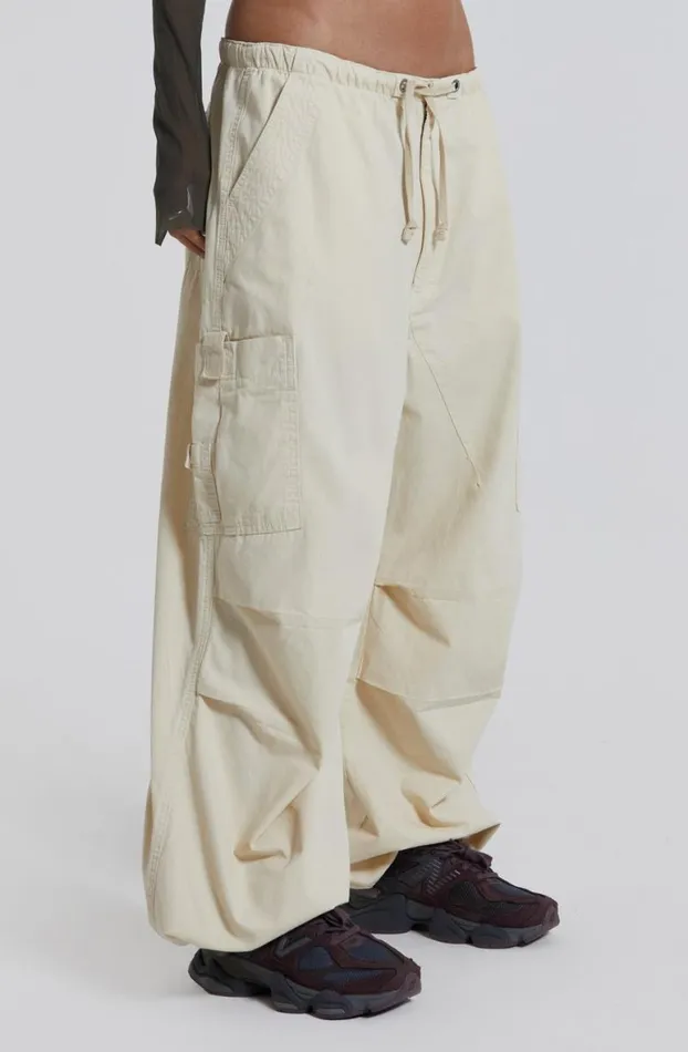 Parachute Pants Women Jaded London Ecru Parachute Cargo Pants