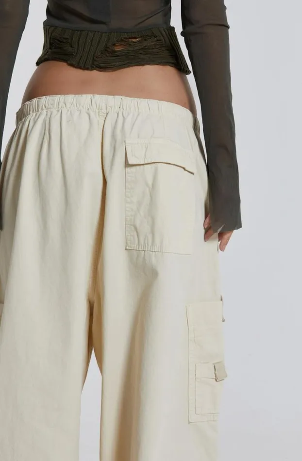 Parachute Pants Women Jaded London Ecru Parachute Cargo Pants