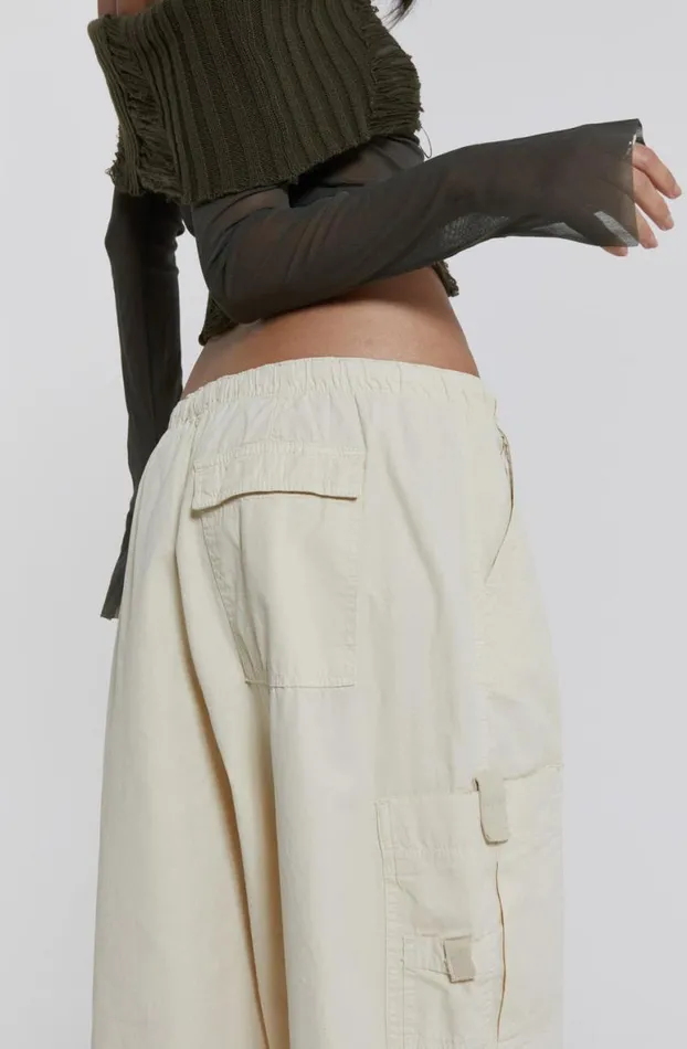 Parachute Pants Women Jaded London Ecru Parachute Cargo Pants