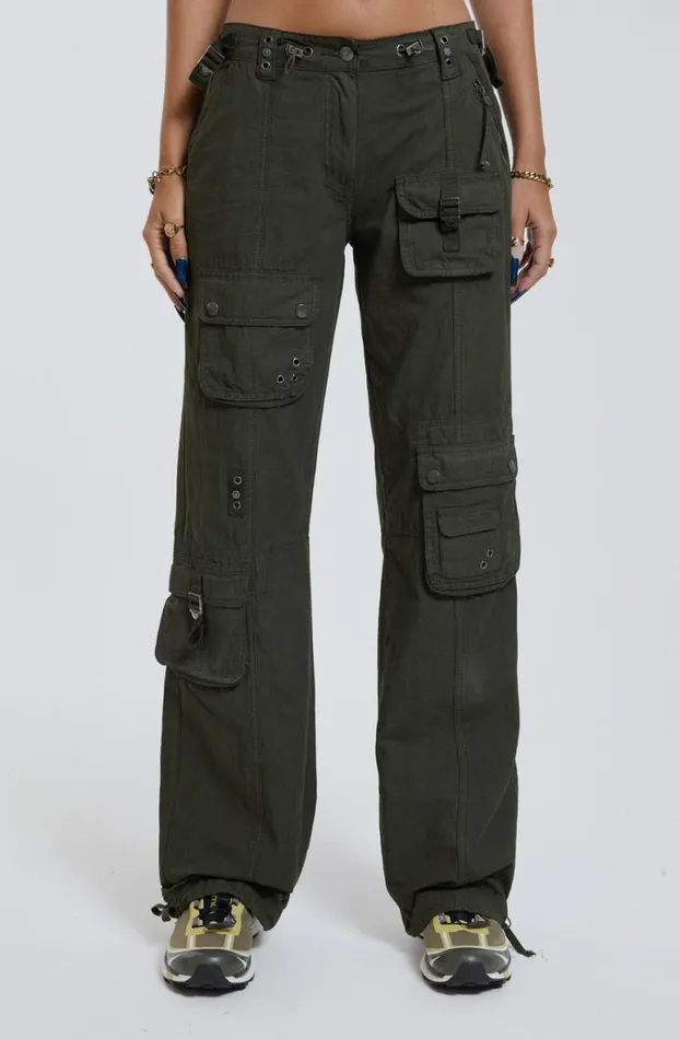 Parachute Pants Women Jaded London Khaki Low Rise Cargo Pants