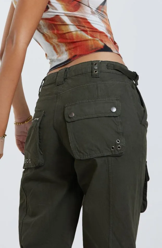 Parachute Pants Women Jaded London Khaki Low Rise Cargo Pants