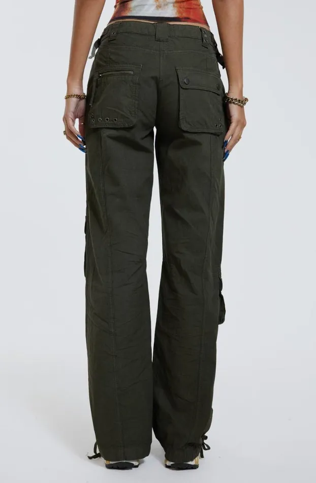Parachute Pants Women Jaded London Khaki Low Rise Cargo Pants