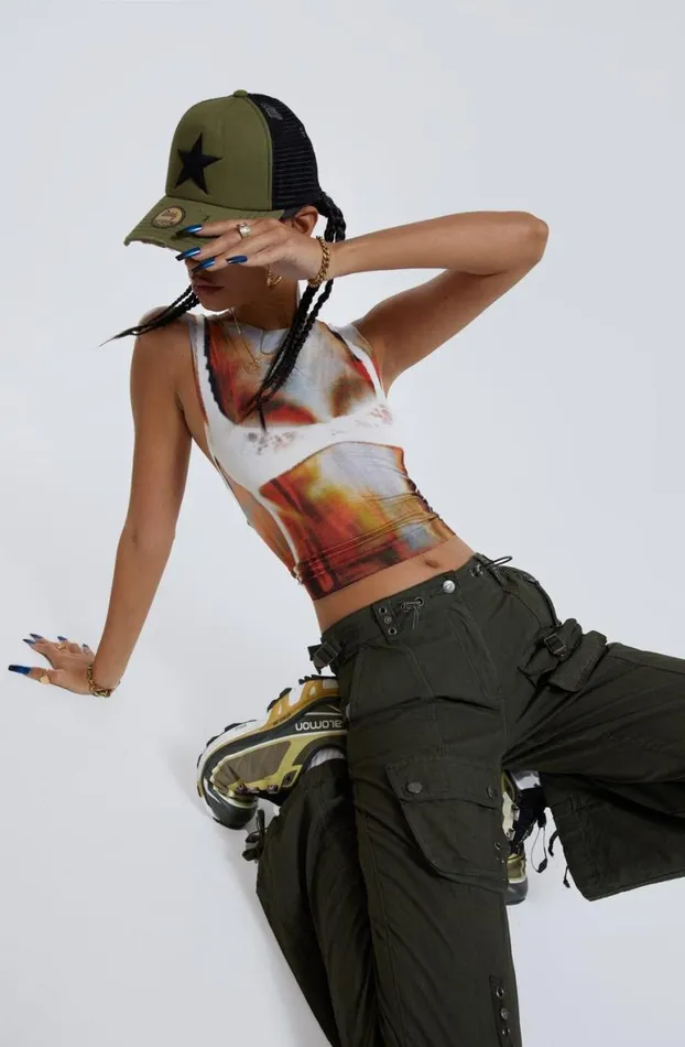 Parachute Pants Women Jaded London Khaki Low Rise Cargo Pants