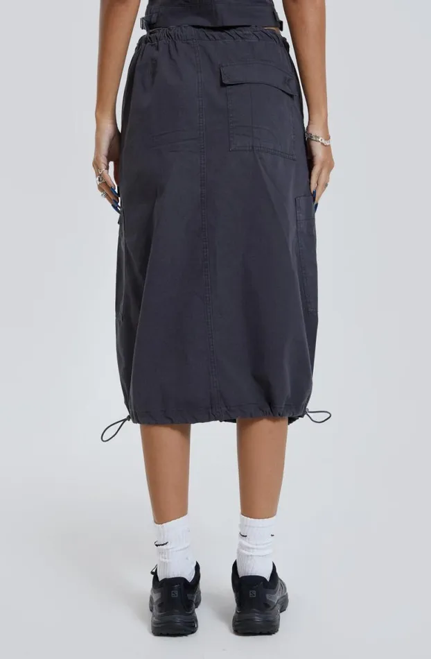 Parachute Pants Women Jaded London Vintage Grey Midi Cargo Skirt