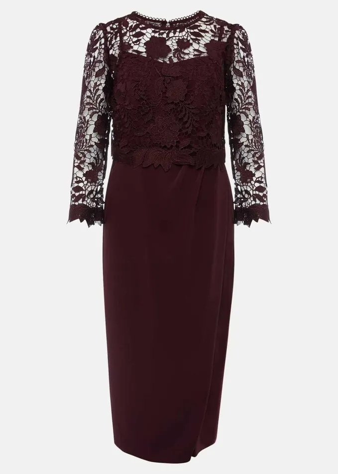 Phase Eight Adeline Double Layer Lace Dress Dark Plum Women Dresses