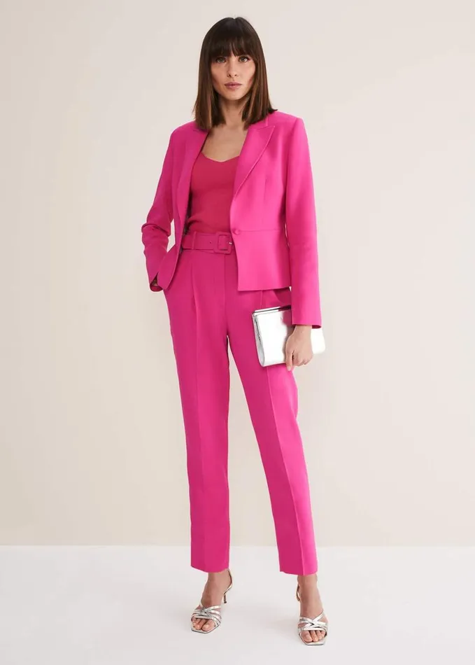 Phase Eight Adria Belted Cigarette Trousers Hot Pink Women Trousers