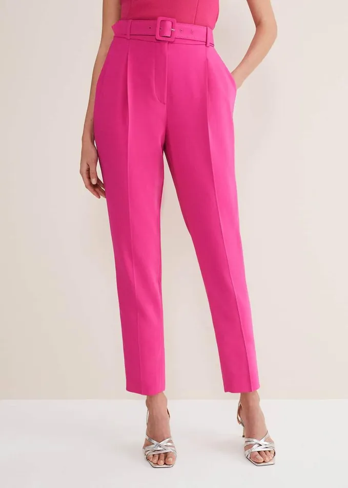 Phase Eight Adria Belted Cigarette Trousers Hot Pink Women Trousers
