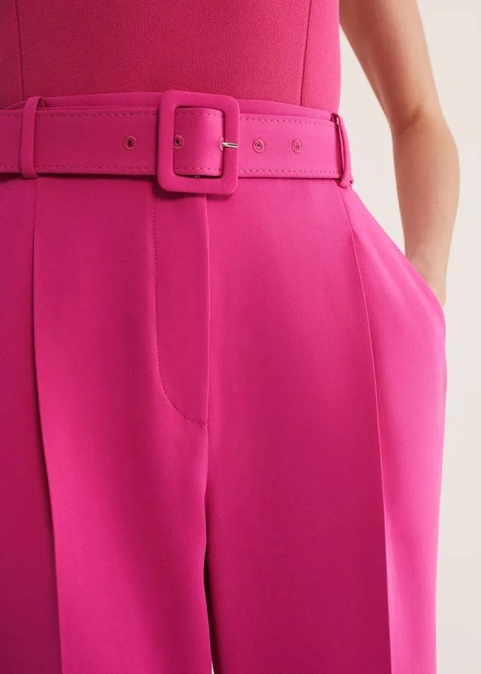 Phase Eight Adria Belted Cigarette Trousers Hot Pink Women Trousers